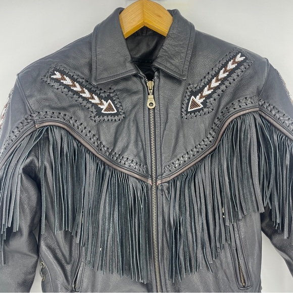 Unik Premium Leather Fringe Colorado Motorcycle Biker Jacket Coat Women’s Small - Picture 2 of 11